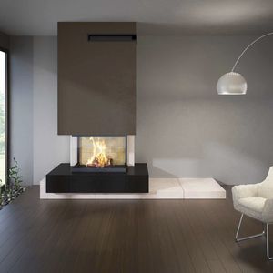 chimenea de leña / moderna / hogar cerrado / de 3 caras