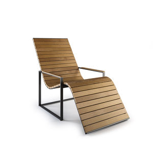 chaise longue de exterior / moderna / de teca / de acero inoxidable