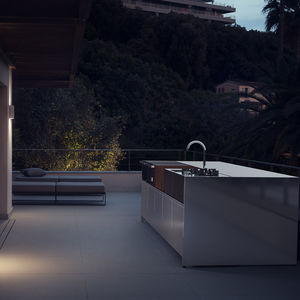 cocina moderna / de acero inoxidable / con isla / modular