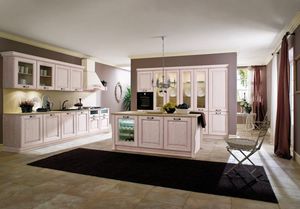 cocina clásica / de madera / con isla / pintada