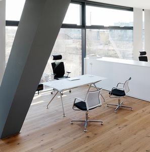 sillón de oficina moderno / de tela / de aluminio / con reposacabezas