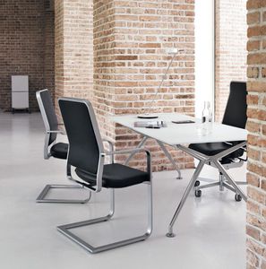 sillón de oficina moderno / de malla / de cuero / de acero