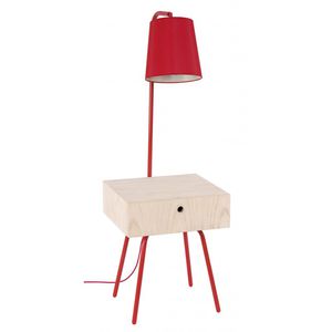 lámpara de pie / moderna / de tejido / de madera