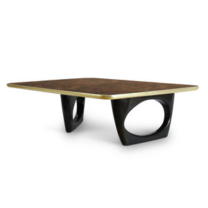 mesa de centro moderna / de nogal / de madera lacada / de chapa de madera