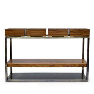 consola moderna / de chapa de madera / de palisandro / de latón cepillado