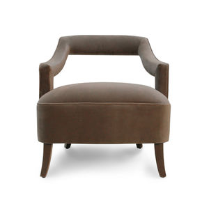 sillón bajo moderno / de terciopelo / marrón