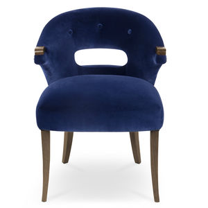 silla de comedor moderna / tapizada / con reposabrazos / de terciopelo
