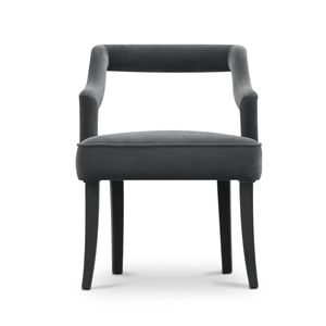 silla de comedor moderna / tapizada / con reposabrazos / de terciopelo