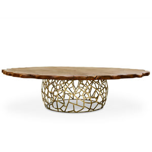 mesa de comedor moderna / de roble / de madera tintada / de latón