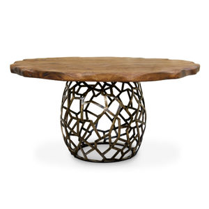 mesa de comedor moderna / de madera / de latón / redonda