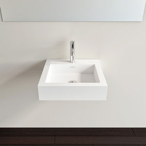 lavabo suspendido / cuadrado / de resina mineral / moderno