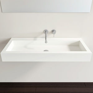 lavabo doble / suspendido / rectangular / de resina mineral