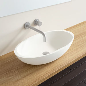 lavabo sobre encimera / ovalado / de resina mineral / moderno