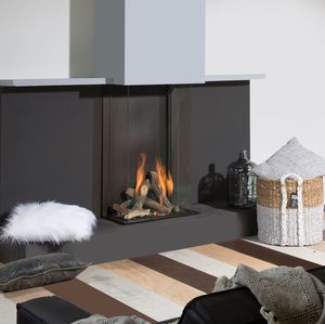 chimenea de gas / moderna / hogar cerrado / de 3 caras
