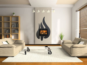 chimenea de leña / moderna / hogar cerrado / de 3 caras