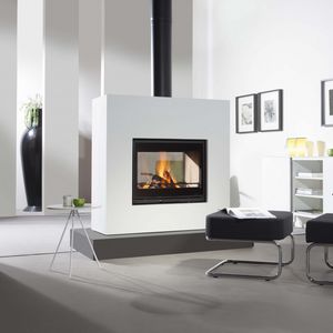 chimenea de leña / moderna / hogar cerrado / de doble cara