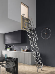 escalera elevada abatible / de acero / acordeón de protección