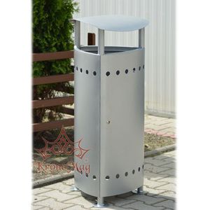 cubo de basura público / de acero / moderno
