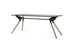 mesa moderna / de metal patinado / de vidrio templado / de aluminio