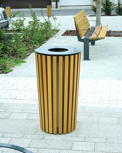 cubo de basura público / de acero / con cenicero integrado / moderno