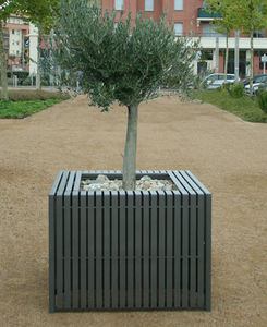 jardinera de acero / cuadrada / moderna / para espacio público
