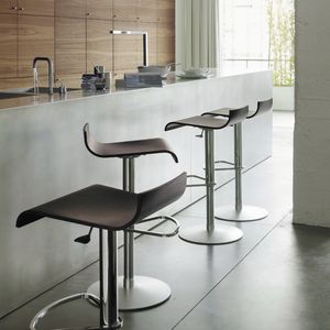 taburete de bar moderno / de haya / de cuero / de metal cromado