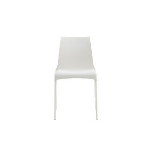 silla moderna / de cuero / de aluminio / apilable