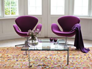 sillón de diseño escandinavo / de tela / de aluminio / de cuero