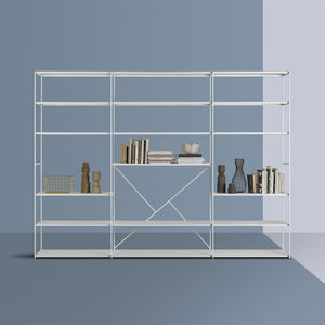 biblioteca moderna / de madera lacada / de metal / a medida