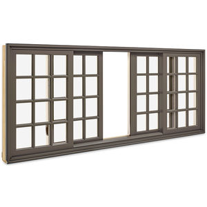 ventana corredera / de guillotina / de madera / con vidrio doble