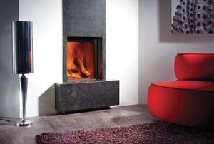 chimenea de leña / moderna / hogar cerrado / empotrable