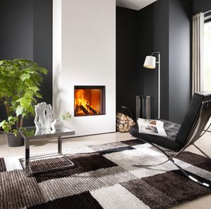 chimenea de leña / moderna / hogar cerrado / empotrable