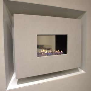chimenea de gas / moderna / hogar abierto / encastrable
