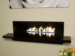 chimenea de gas / moderna / hogar abierto / de doble cara