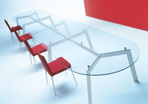 mesa moderna / de metal / de roble natural / rectangular