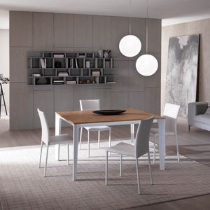 mesa de comedor moderna / de madera / de metal / rectangular