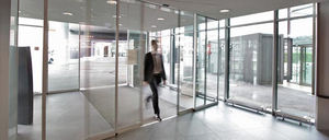 puerta corredera / de cristal / interior / antiincendios