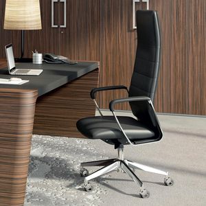 sillón de director moderno / de cuero / de aluminio pulido / de contrachapado