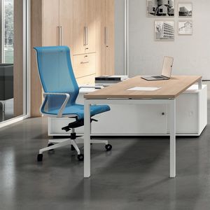 sillón de director moderno / en malla / de aluminio pulido / con ruedas