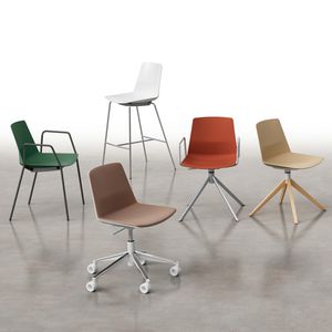 silla de visita moderna / con reposabrazos / apilable / patín