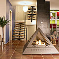chimenea a centrales / de leña / hogar cerrado / contemporáneos - KEPHREN