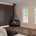 chimenea de esquina / de leña / abiertas / contemporáneos - SANTIAGO