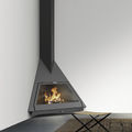 chimenea de esquina / de leña / hogar cerrado / contemporáneos - FOXI