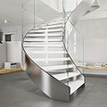 escalera circular / con zancas laterales / de caracol estructura metálica / peldaño de madera - EXCLUSIVE : HELIKA LUX