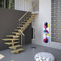 escalera en L / con zanca central / de para montar - TIMBER