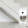 escalera recta / con zanca central / de caracol estructura metálica / original peldaños de madera - GENIUS 030