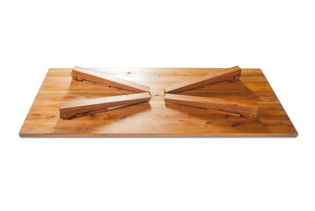 Mesa contemporánea / de madera / con base de madera / rectangular