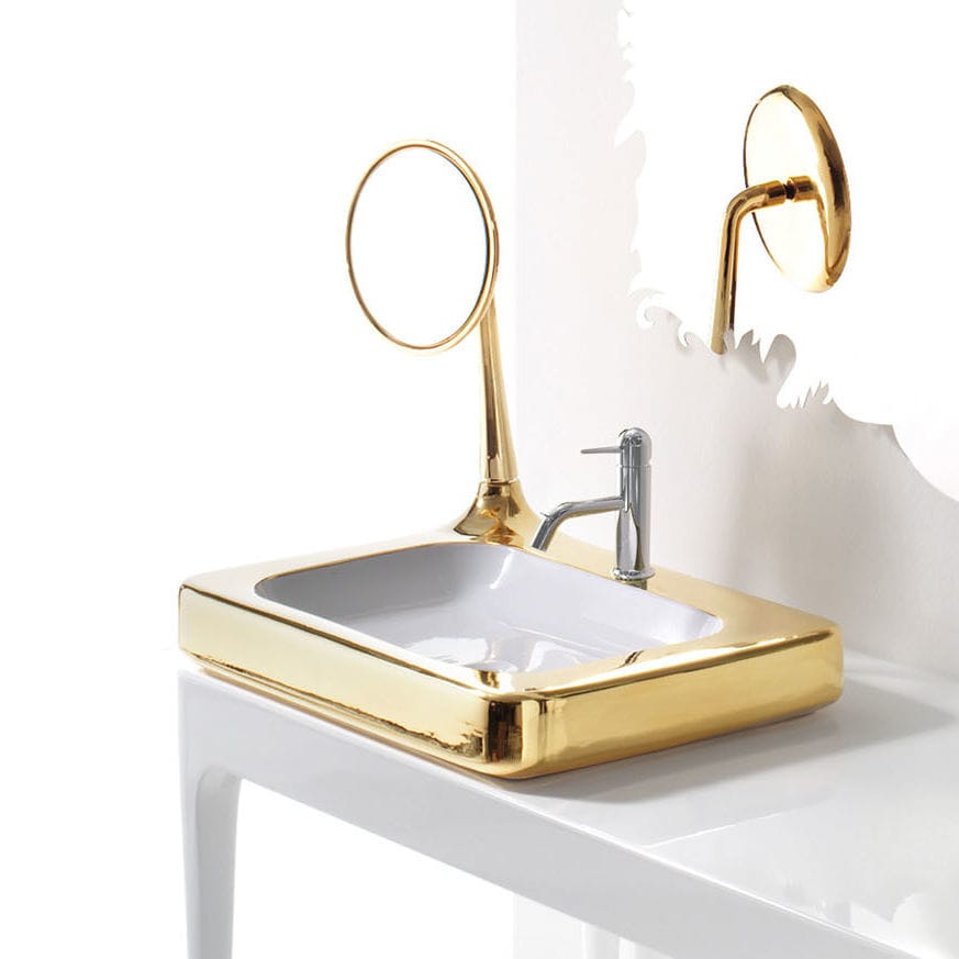 Lavabo sobre encimera - AZALEA - BISAZZA - rectangular / de cerámica