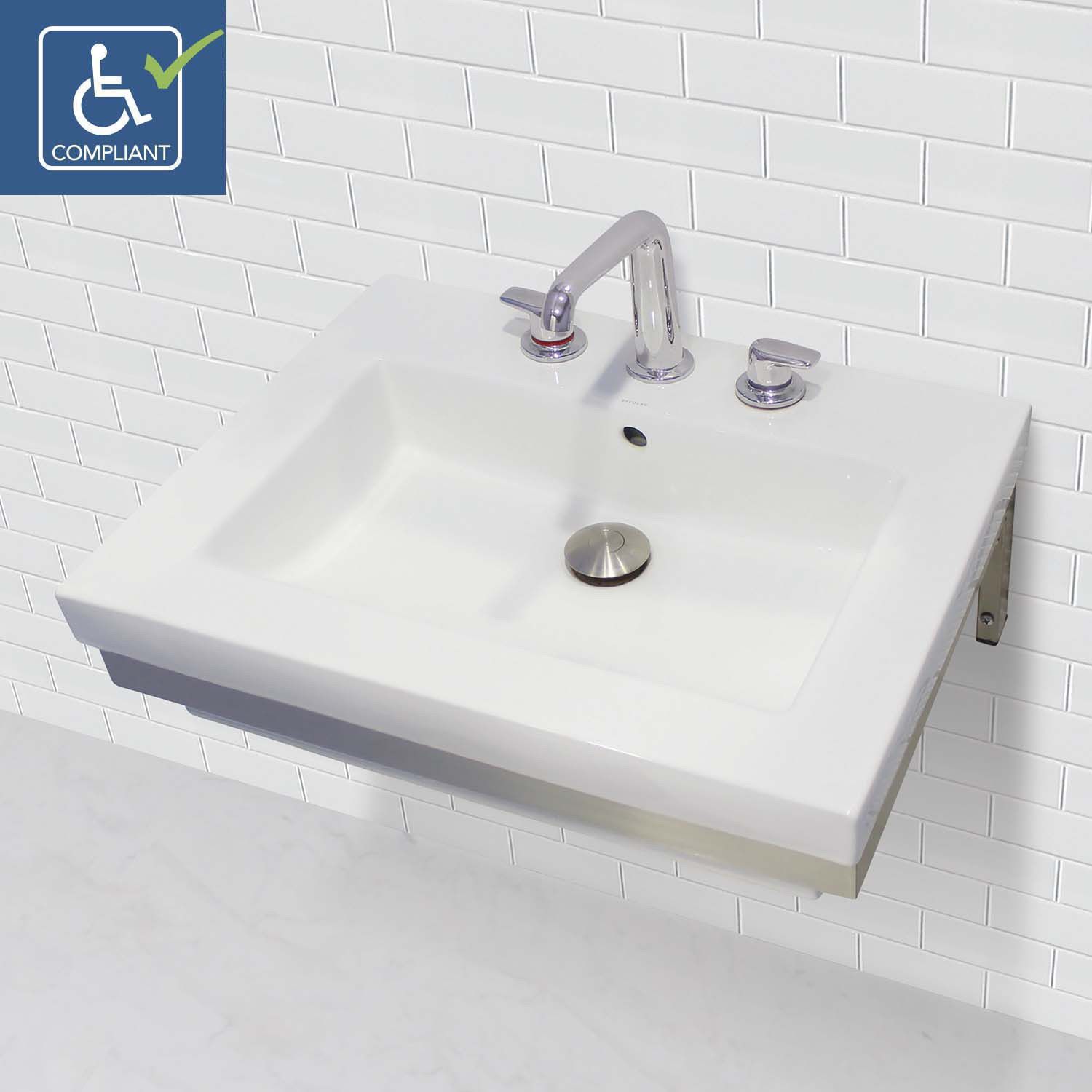 Lavabo suspendido - 1819W-8P-CWH - Deco Lav - rectangular / de cerámica