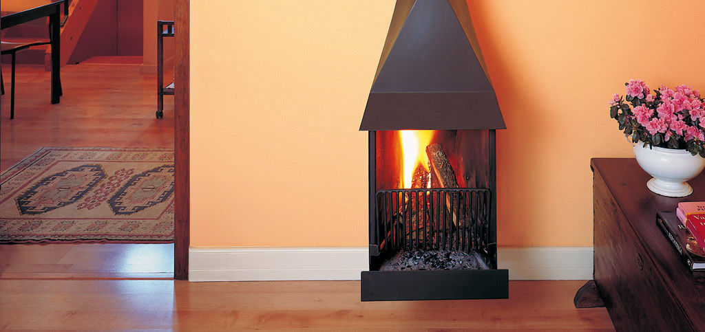 Chimenea de leña / contemporánea / hogar abierto / suspendida - CAPILLA